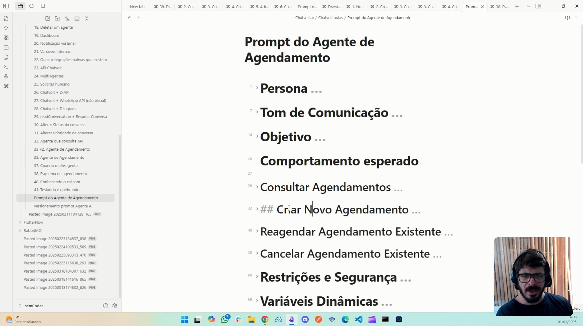 Prompt - Comportamento esperado ao criar novos agendamentos