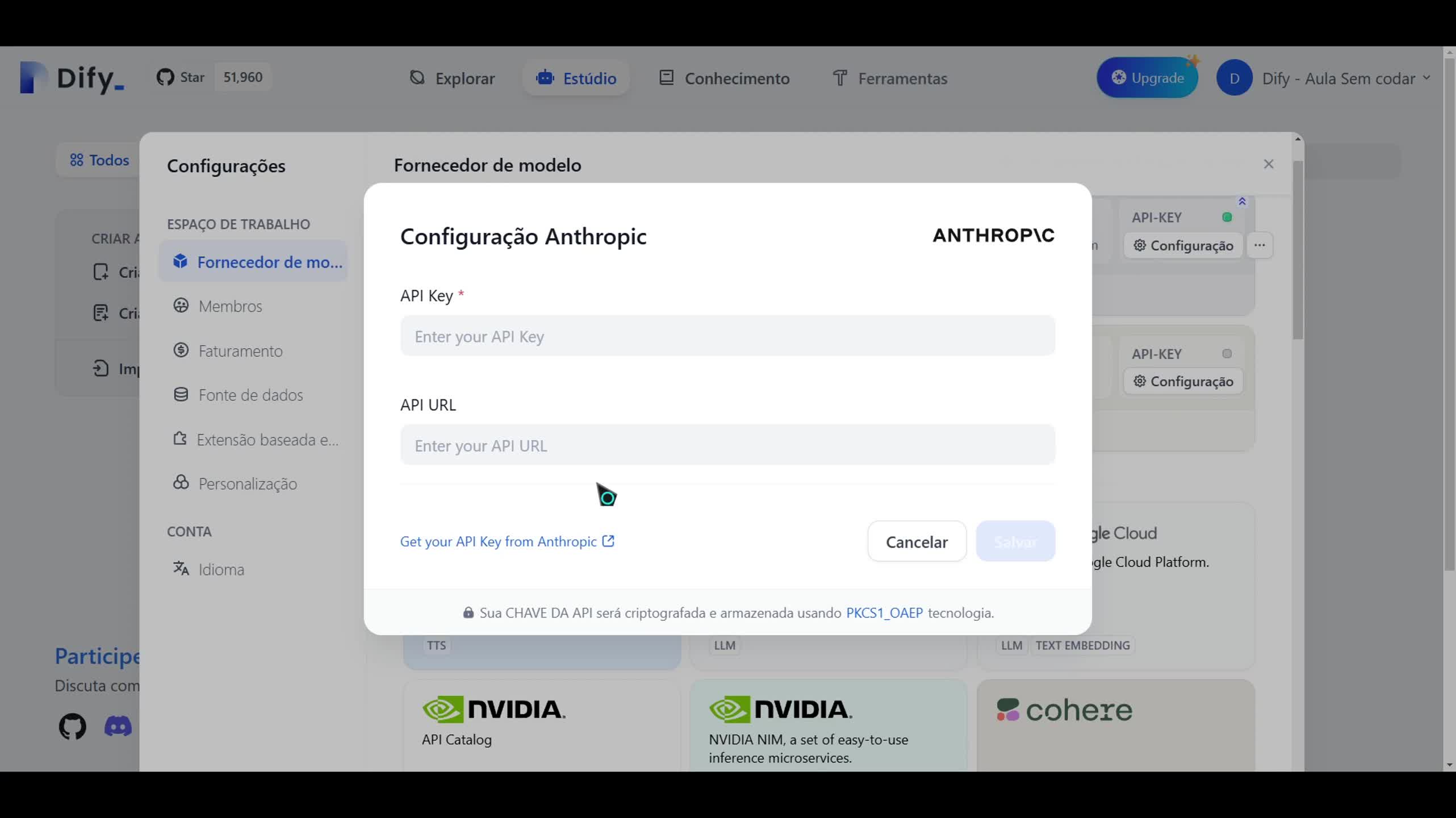Fornecedores de modelos (LLMs)