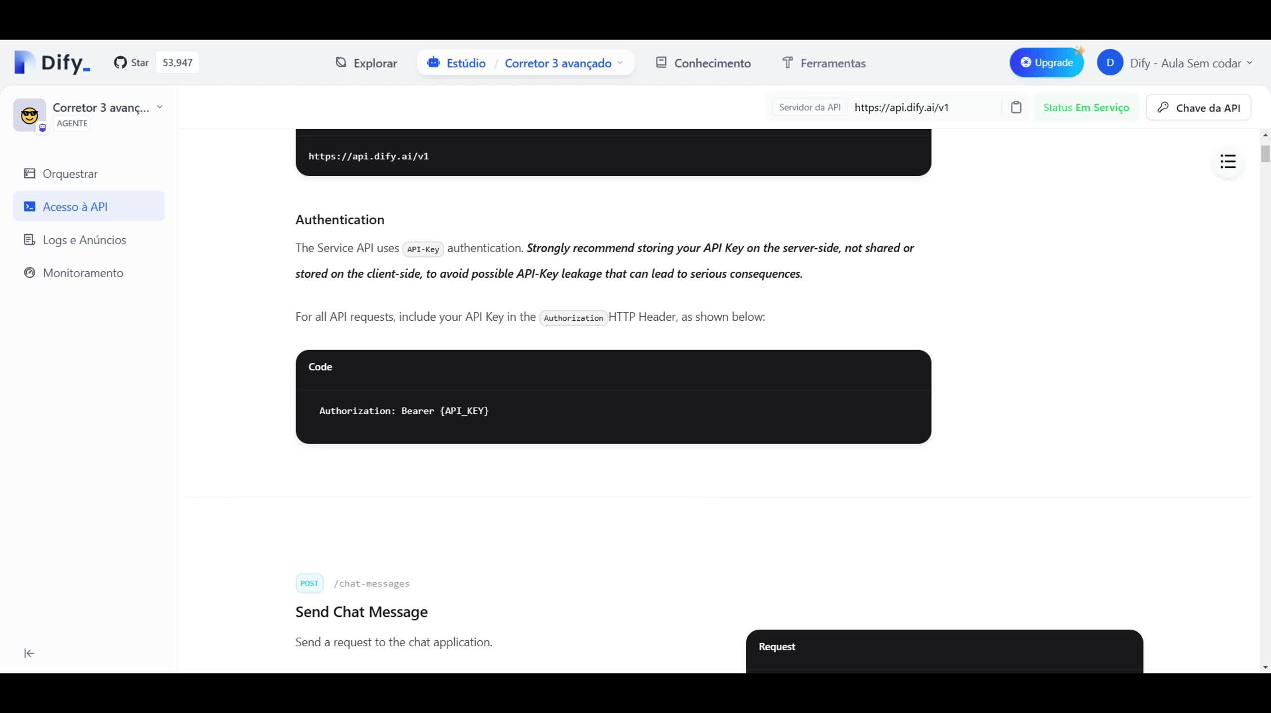 Introdução à API do Dify