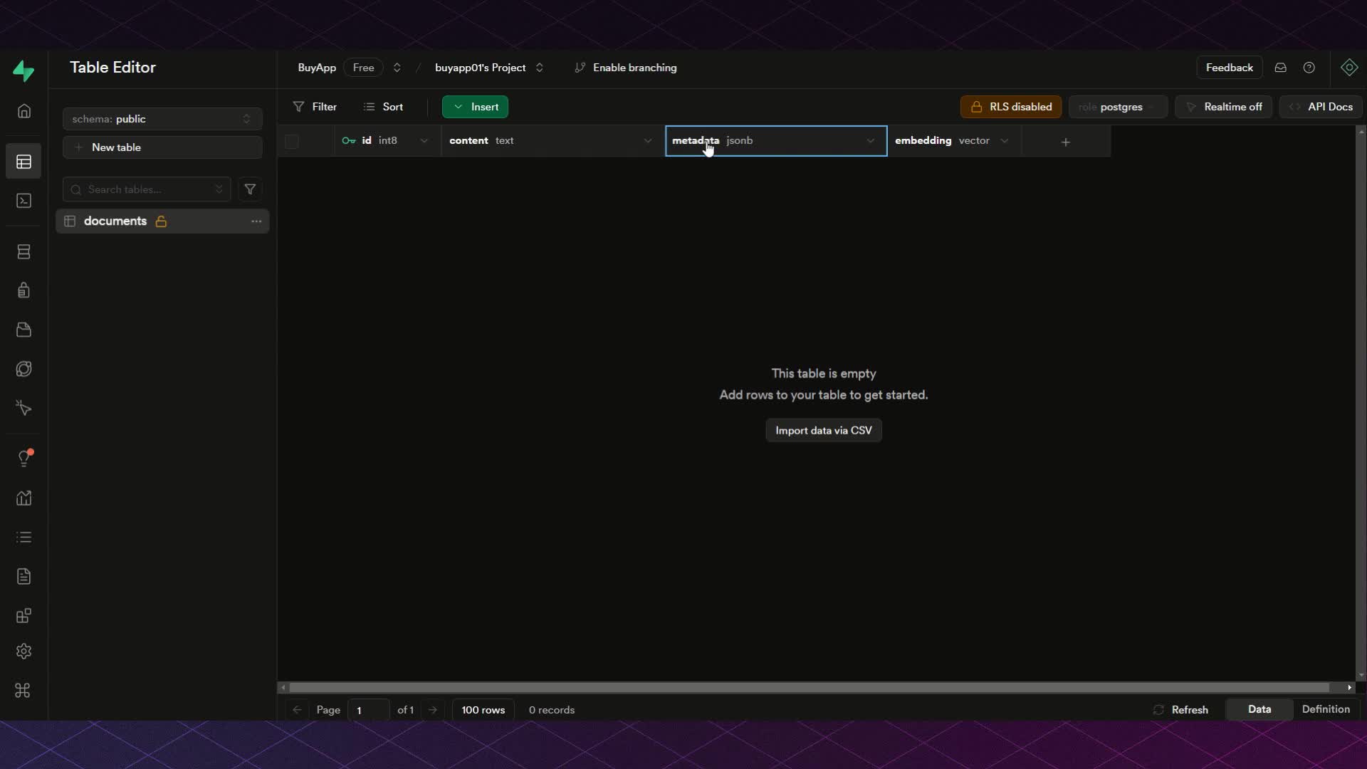 Como criar um banco de dados de vetores no Supabase