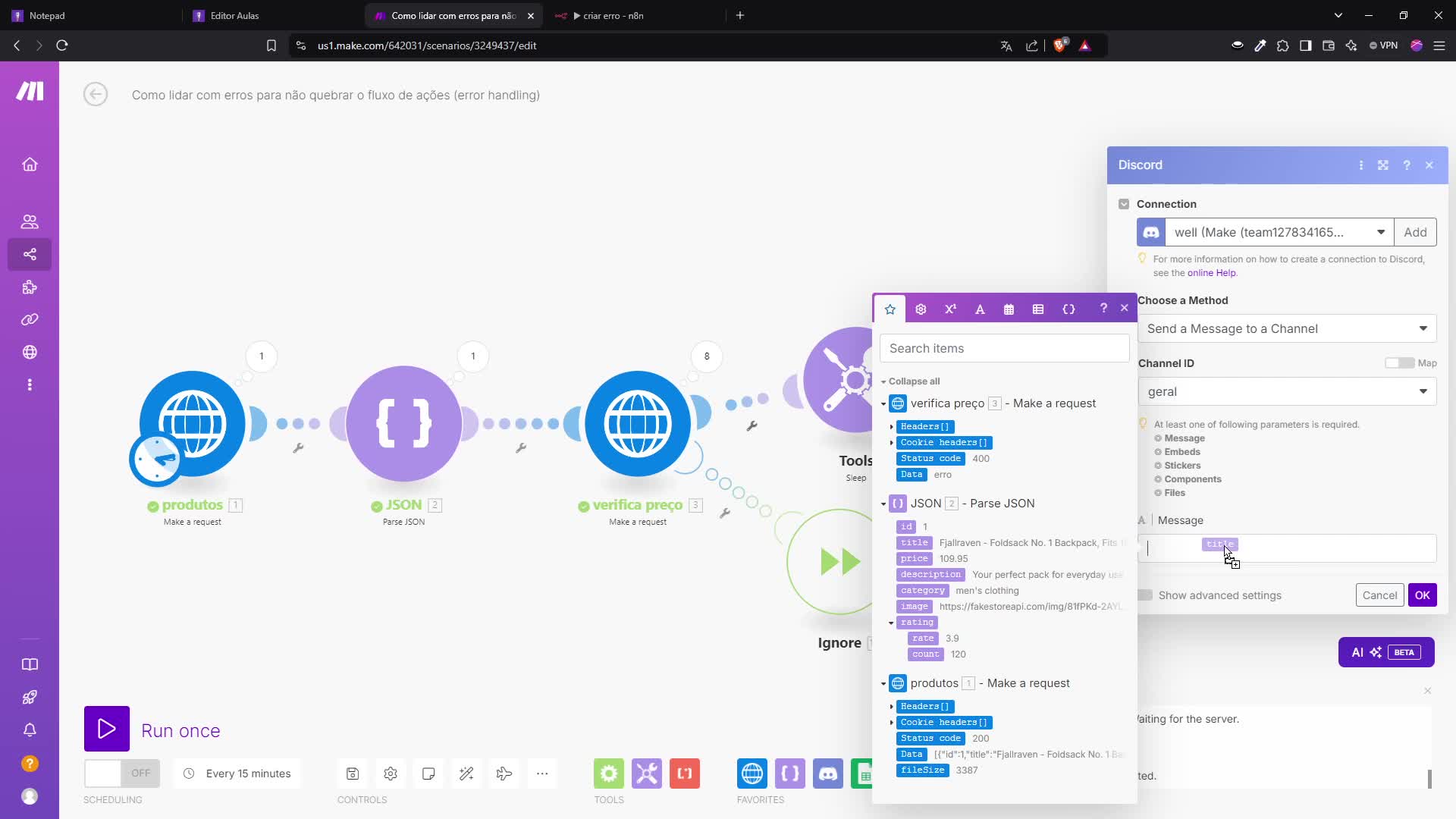 Como lidar com erros para n��o quebrar o fluxo de a����es (error handling)