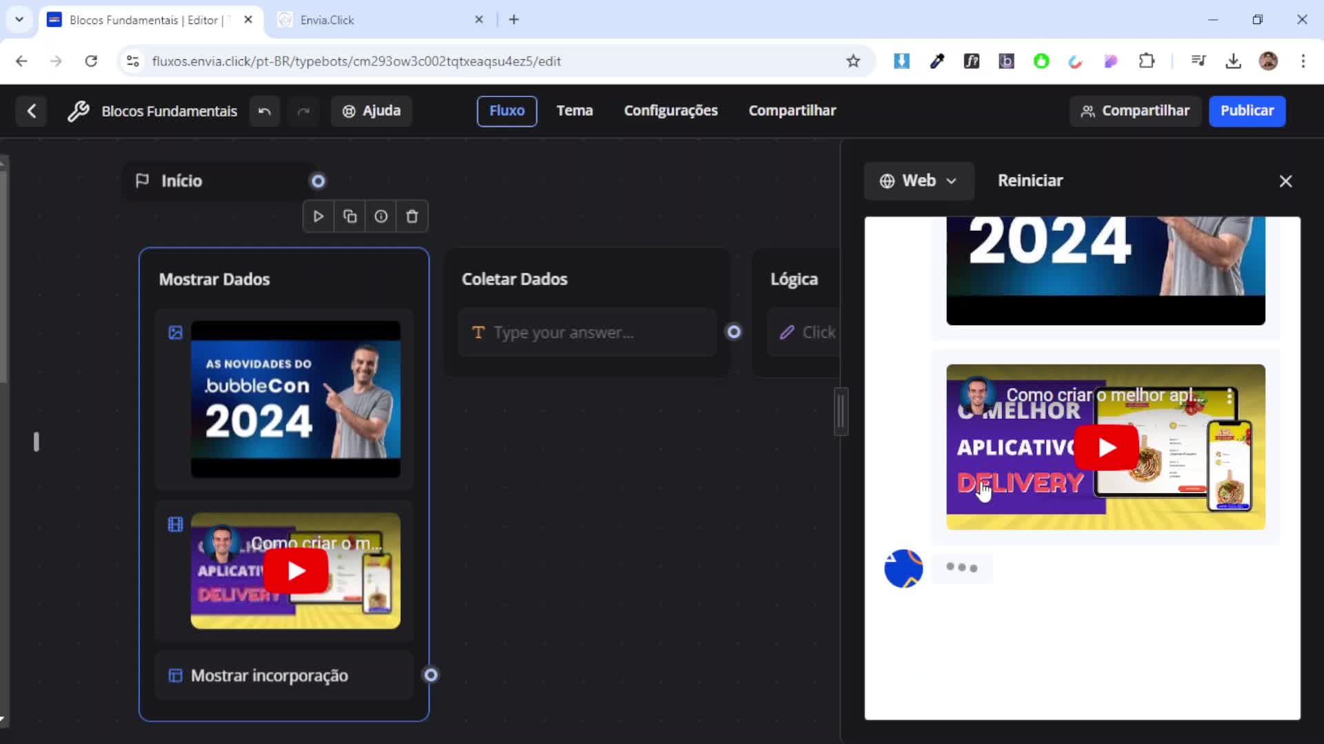 Bubbles para exibir informações
