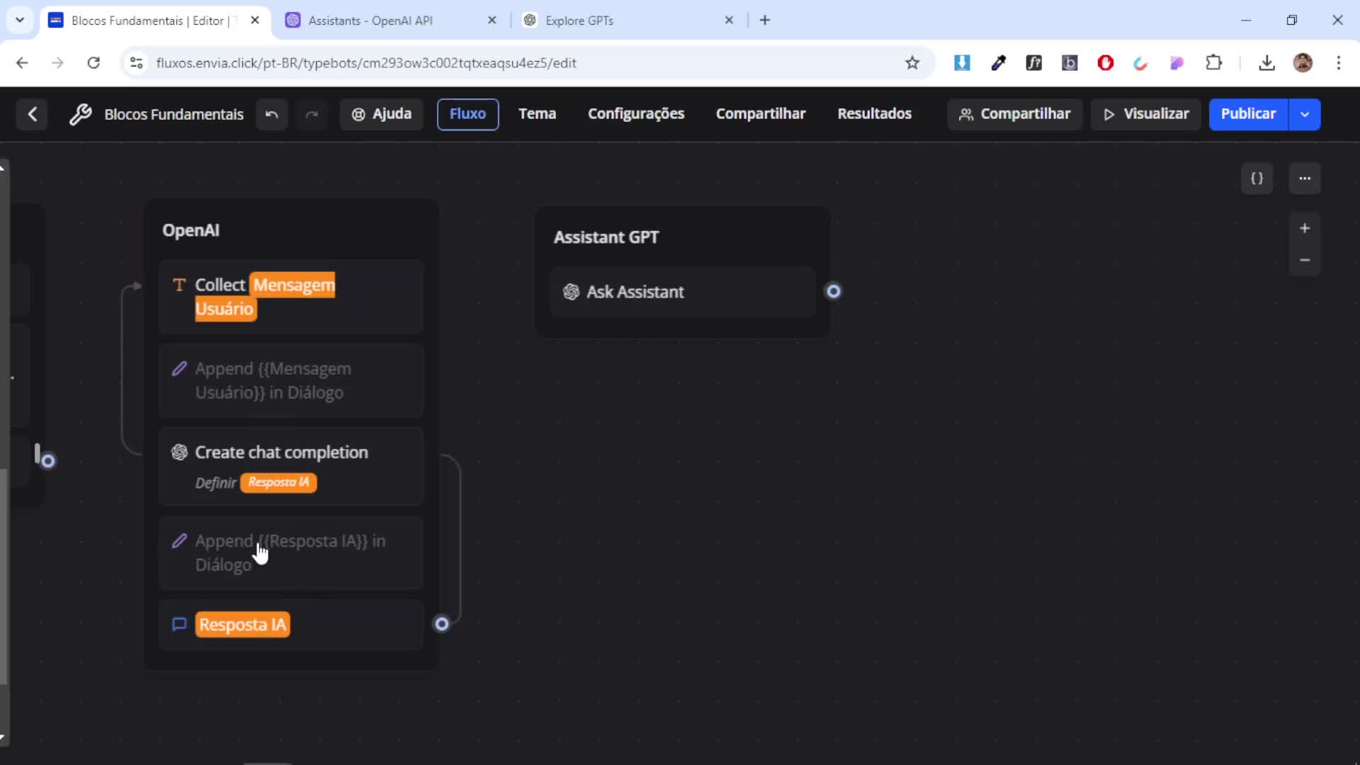 Blocos de Integrações (OpenAI) - Assistants